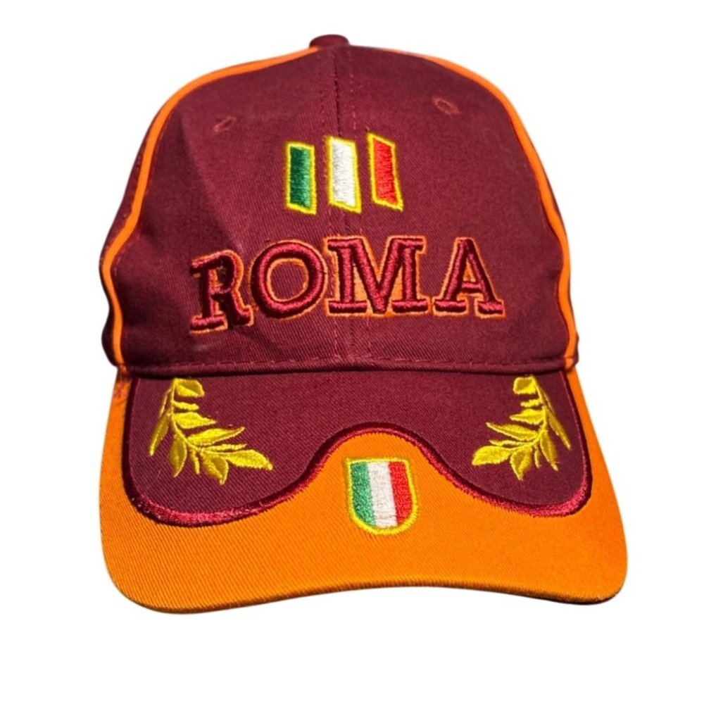 Italy Hat Italia Roma Embroidered Cap With Italian Flag & Laurel Leaves